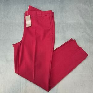 J Jill Cranberry Premium Bi-Stretch Chino Ankle Pants Seamed Front Cranberry 10